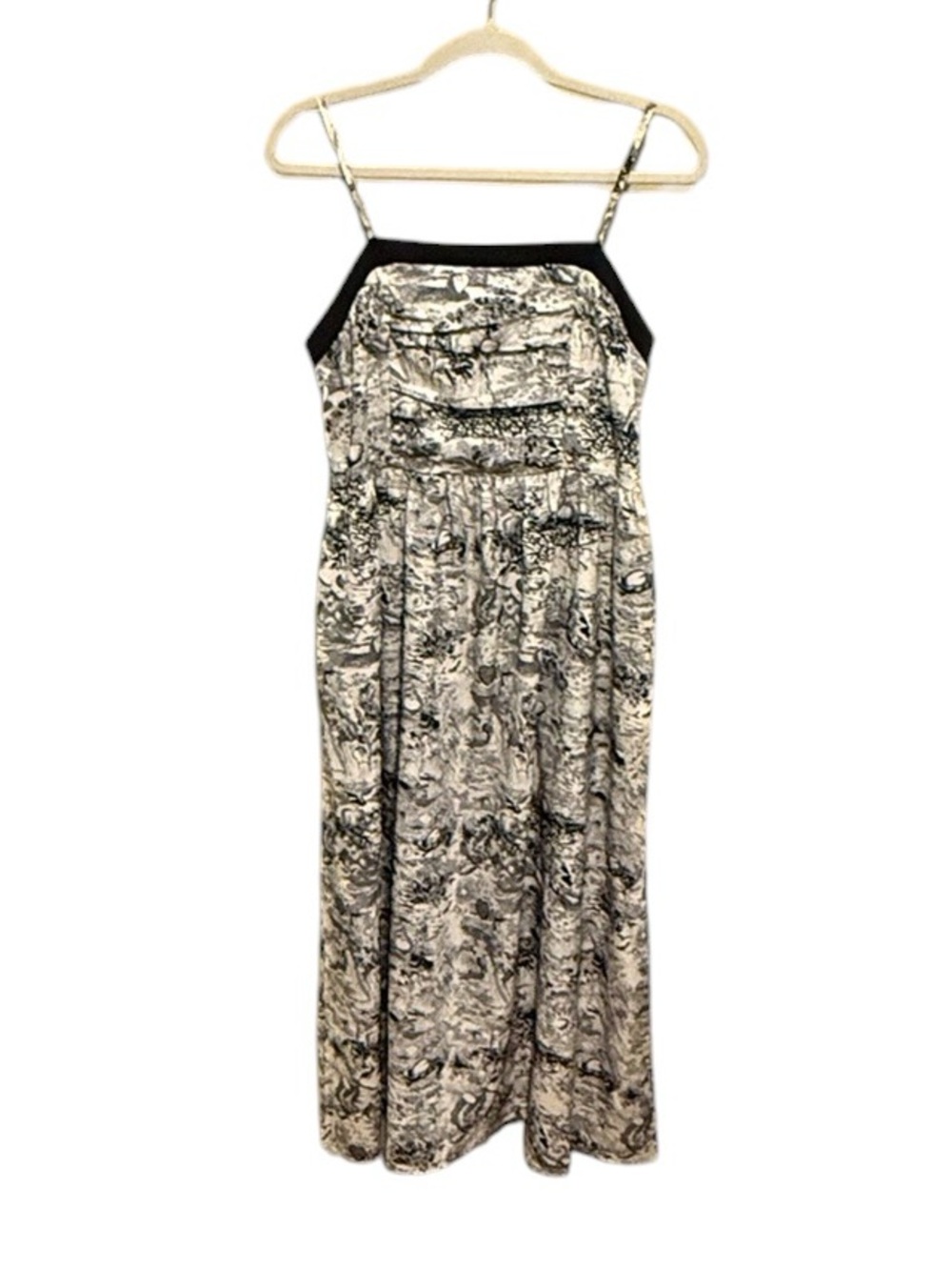 VINTAGE Black and Cream Toile Print Maxi Dress - Unbranded - Size Large